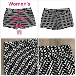 Women's Stylus 12 Large Black White Khakis Chino Shorts Diamond Geometric NWOT